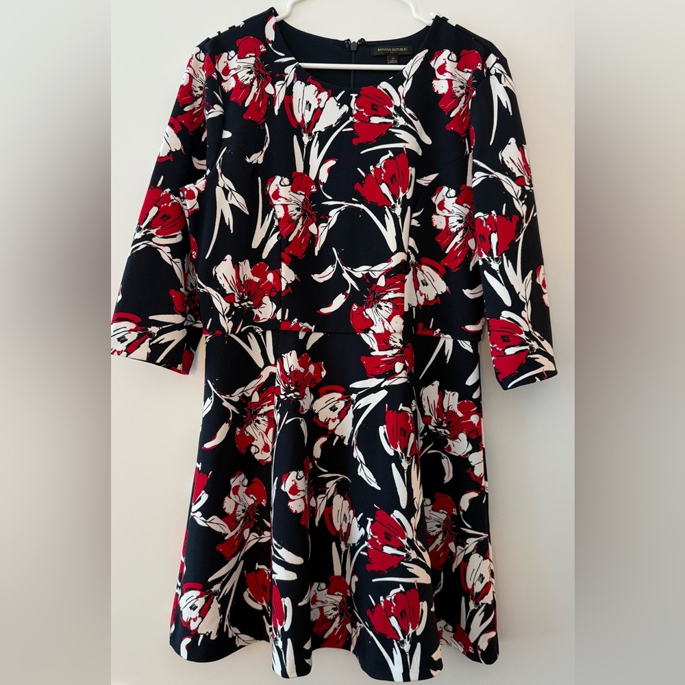 PRICE DROP ✨Banana Republic A Line Floral Navy/Red Dress